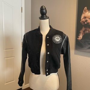 Reebok x Melody Ehsani crop varsity bomber with Egyptian embroidery